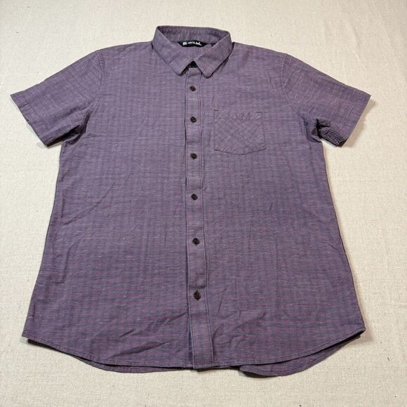 Travis Mathew Shirt Mens Large Patterned Short Sleeve Button Up Mauve Purple - Picture 2 of 6